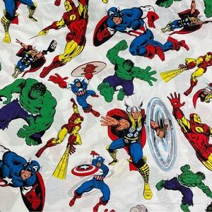 Pottery Barn x Marvel Comics Twin Flat Sheet 0902 Graphic 100% Cotton white